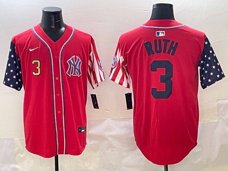 Men New York Yankees #3 Ruth Red a generation of national flags Jointly Name 2025 Nike MLB Jersey style 3